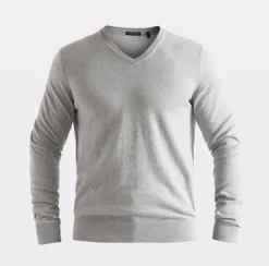HENRI LLOYD COWES V-NECK KNIT - GREY MELANGE