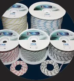 8mm Bowline Braid - WHITE WITH PURPLE FLECK - B/S 1747 KG SOLD PER METRE