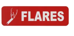 SAM ALLEN SAFETY LABEL - FLARES 100mm x 30mm 3M ADHESIVE