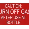 SAM ALLEN SAFETY LABEL - TURN OFF GAS 100mm x 60mm 3M ADHESIVE