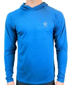 VAIKOBI UV PERFORMANCE HOODED TECH TOP - CYAN