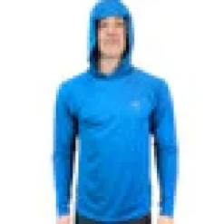 VAIKOBI UV PERFORMANCE HOODED TECH TOP - CYAN